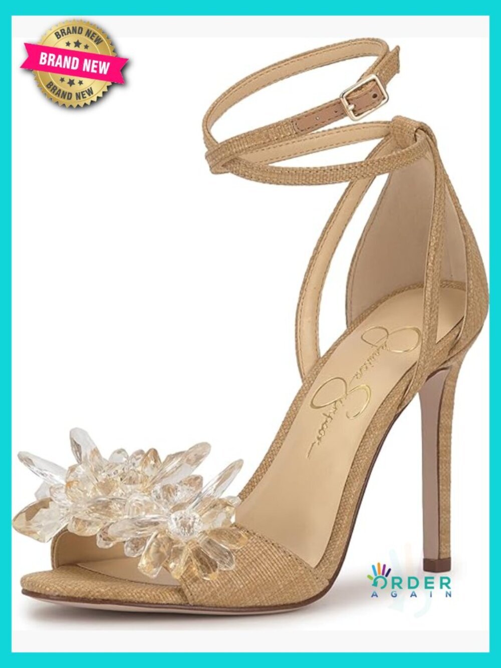 Embellished High Heel Sandals Ankle Strap Platform Open Toe Stiletto